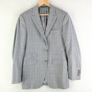 Coppley Blazer Mens 40R Gray Glen Check Two Button Vented Wool Business Casual